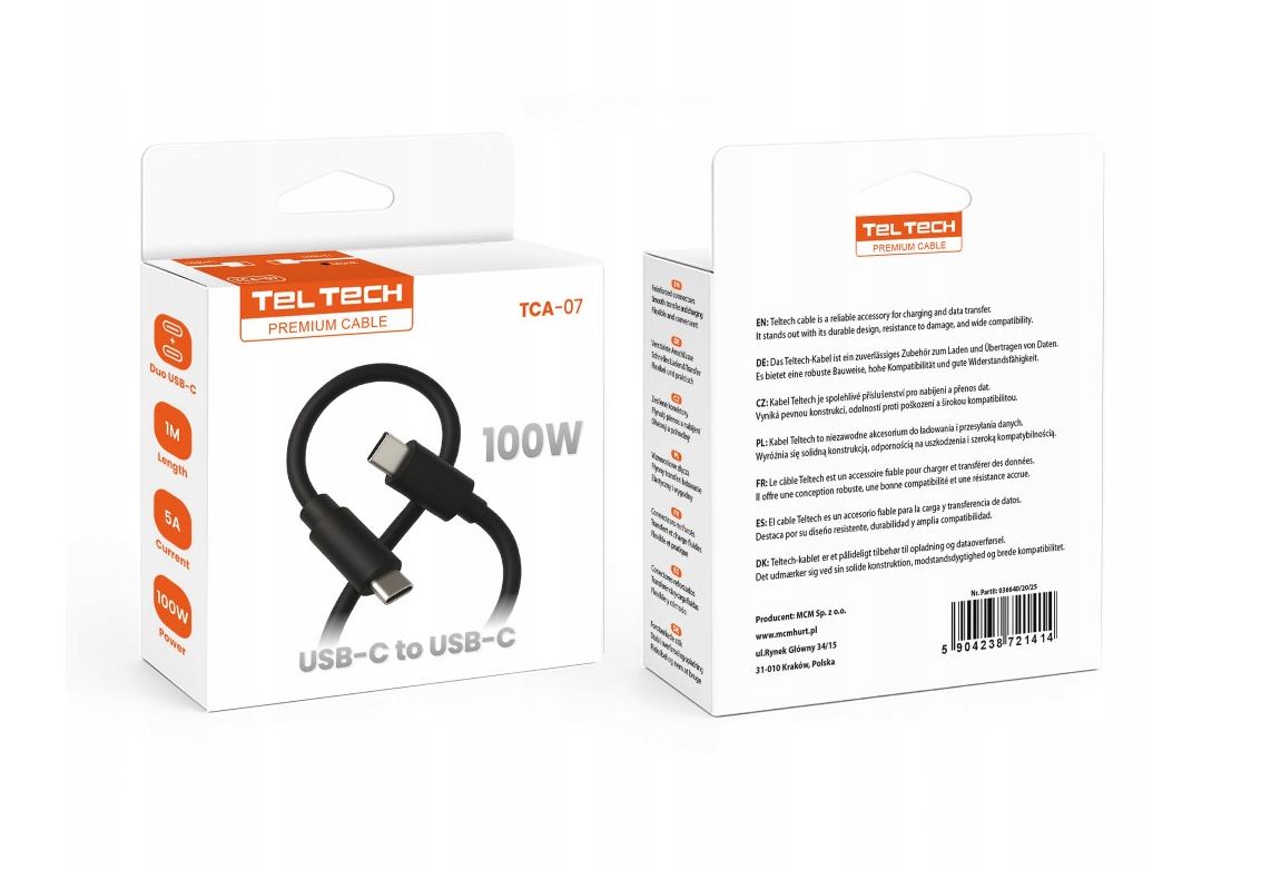 USB-C-auf-USB-C-Kabel 100W 5A – schnelles PD-Laden, 1 m