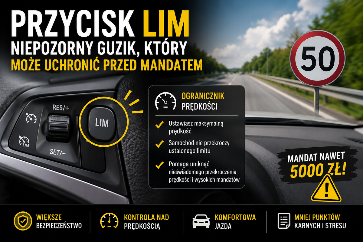 Przycisk LIM w samochodzie – niepozorna funkcja, która może uchronić przed wysokim mandatem