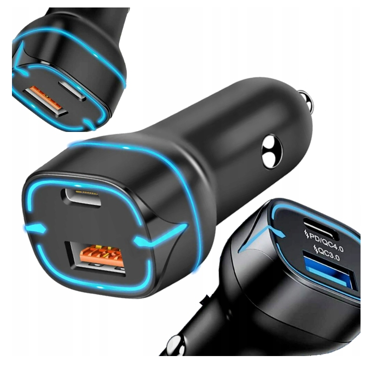 USB-C- + USB-A-Autoladegerät 38 W PD QC 3.0