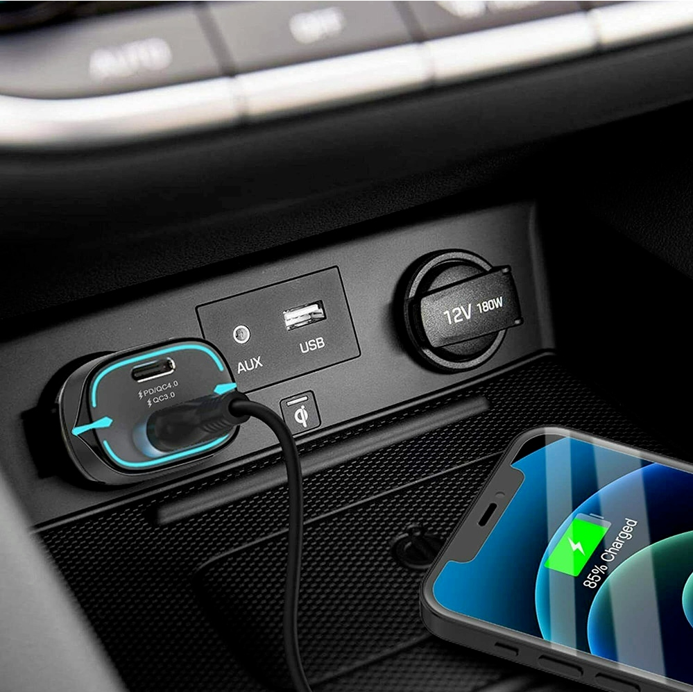 USB-C- + USB-A-Autoladegerät 38 W PD QC 3.0