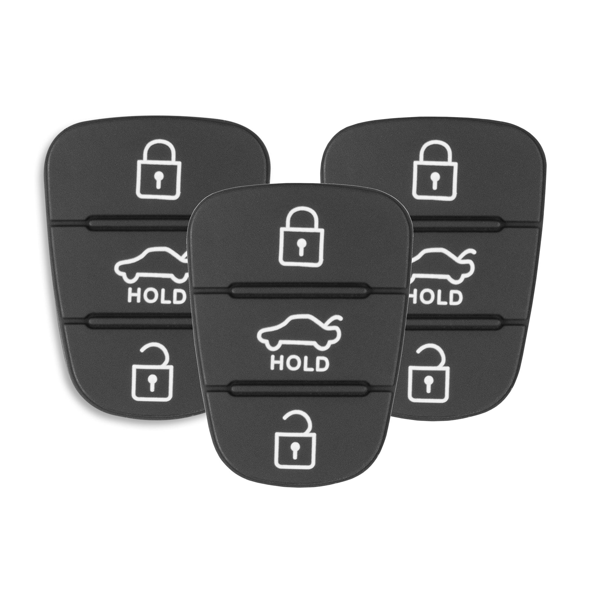 Kia/Hyundai-Schlüsselknöpfe aus Gummi – 3 Knöpfe mit der Aufschrift „HOLD“