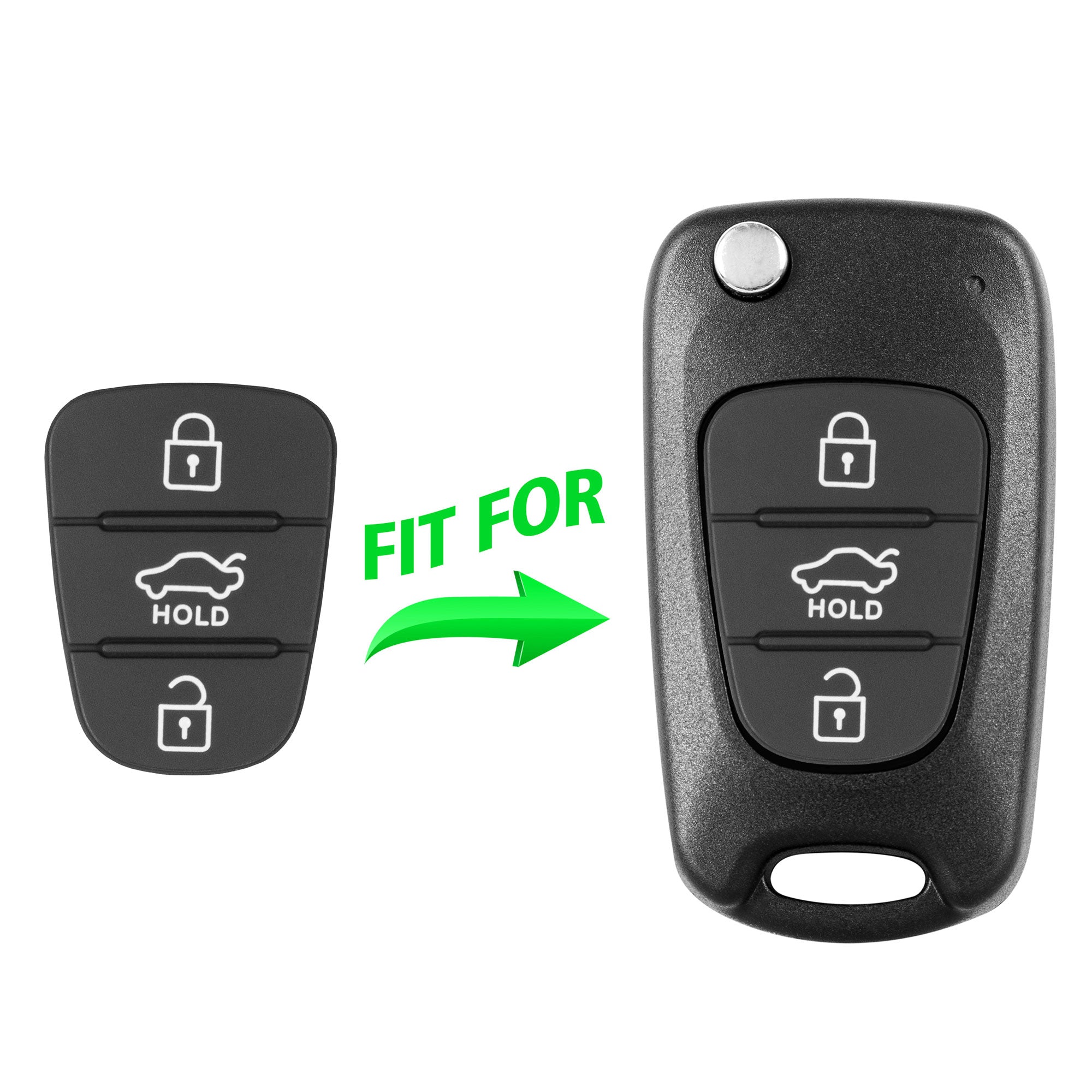 Kia/Hyundai-Schlüsselknöpfe aus Gummi – 3 Knöpfe mit der Aufschrift „HOLD“
