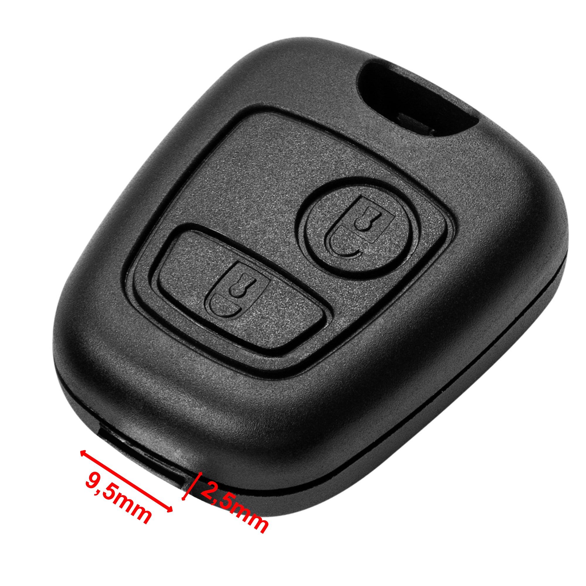 Peugeot / Citroën / Toyota Schlüsselgehäuse – 2 Tasten | ohne Schlüsselbart | 9,5 × 2,5 mm