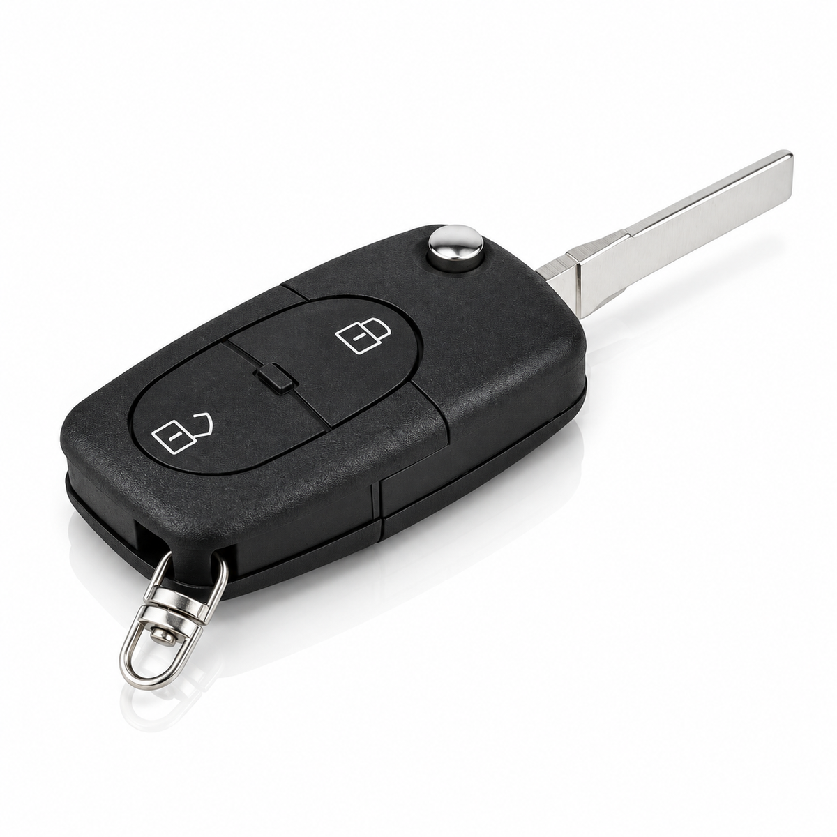 Volkswagen / Audi Schlüsselgehäuse VW-28 – 2 Tasten und ausgeklappter Metall-Schlüsselbart
