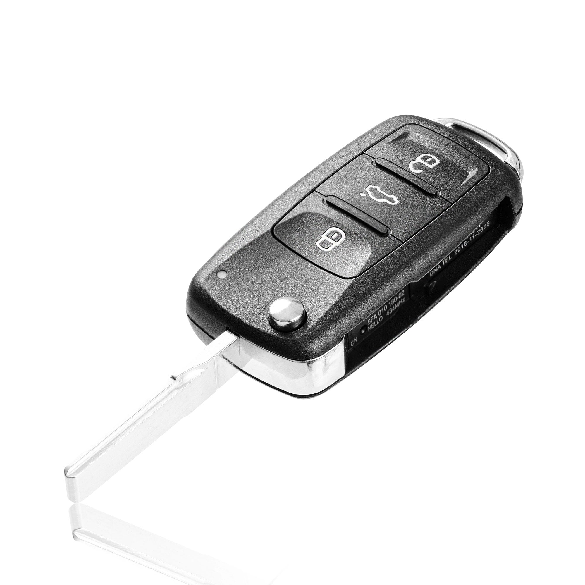 Schlüsselhülle für Volkswagen / Skoda / Seat – 3 LED-Tasten oben | zweiteilige, faltbare Hülle 
